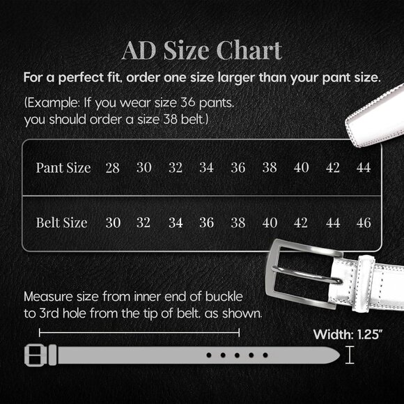 Genuine White Leather Dress Belt for Men Tan Mens Belt for Suits Jeans Uniform - Picture 5 of 7